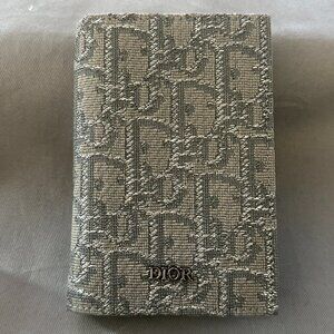 Dior Ruthenium-colored Oblique jacquard Bi-Fold Card Holder